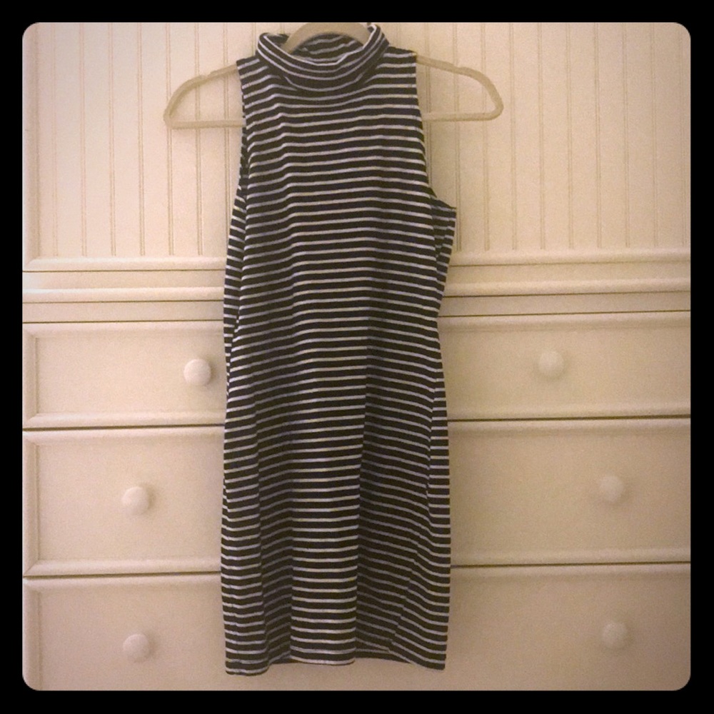 Black and white turtleneck dress